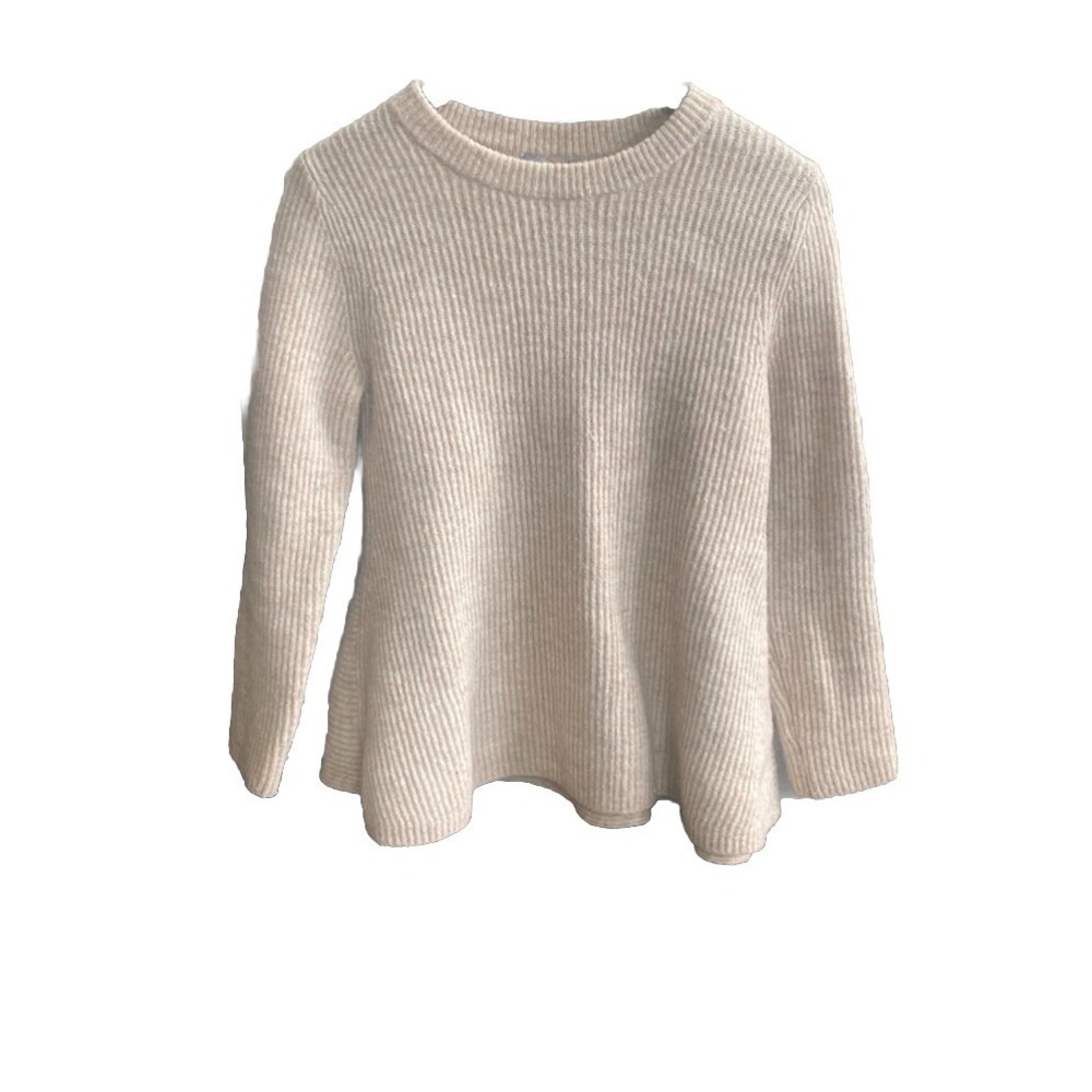 COS Womens Oatmeal Beige Wool Blend Ribbed Peplum Sweater Size XS